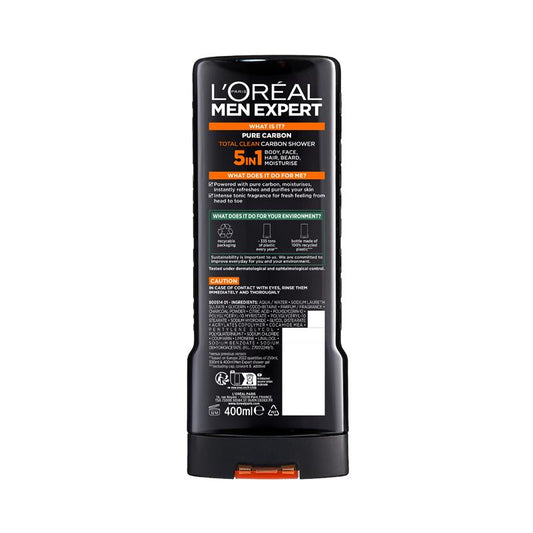 L'Oreal Paris Men Expert Pure Carbon Shower Gel 400ml - Total Clean for Men