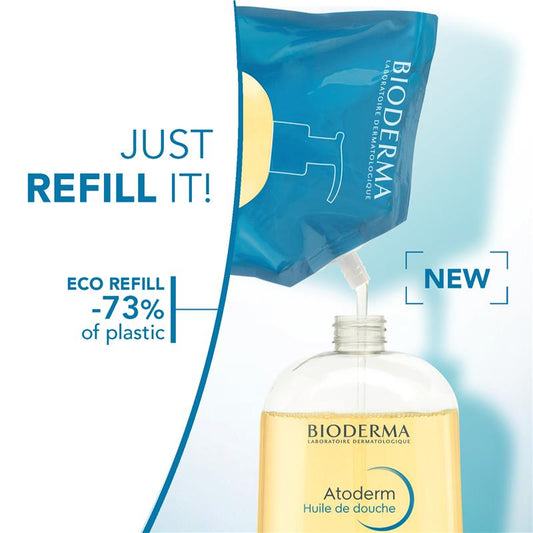 Bioderma Atoderm Ultra-Nourishing Shower Oil Cleanser Eco Refill 1L