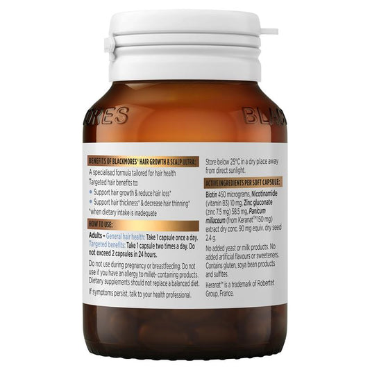 Blackmores Hair Growth + Scalp Ultra 60 Capsules - Nourish Your Hair