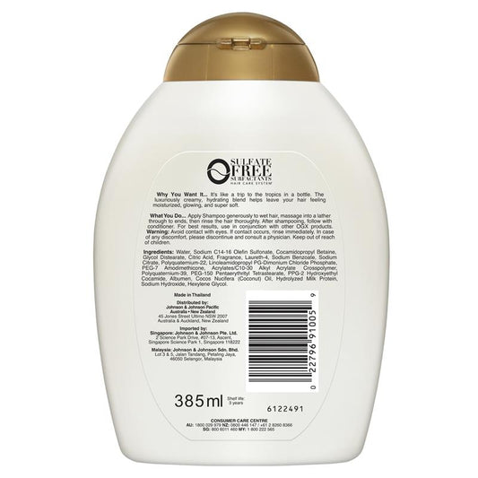 OGX Nourishing + Hydrating Coconut Milk Shampoo for Dry Hair - 385mL-Auzzi Store