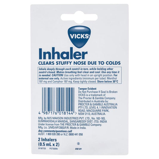 Vicks Inhaler Nasal Decongestant 2 Pack - Fast Relief for Blocked Nose - Auzzi Store