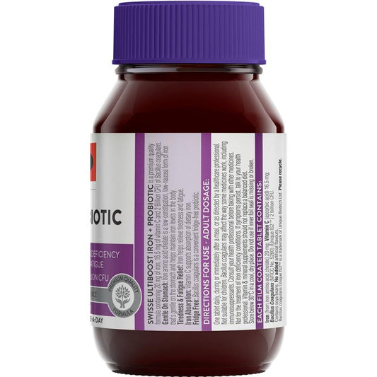 Swisse Ultiboost Iron + Probiotic 30 Tablets - Natural Iron Support – view 2