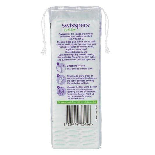 Swisspers 3in1 Aloe Vera & Vitamin E Cleanser Infused Pads - 60 Pack – view 2