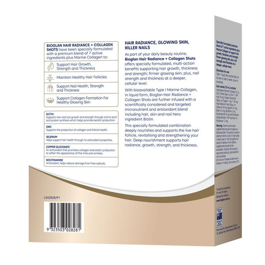 Bioglan Hair Radiance Collagen Shots 25ml x15 with Biotin & Marine Collagen – view 2