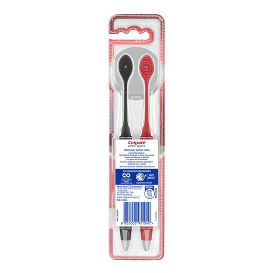 Colgate Toothbrush Optic White Pro Series Charcoal Bristles Soft 2 Pack