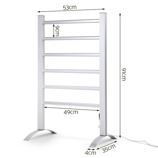 Devanti Electric Heated Towel Rail Rails Warmer Rack Aluminium 6 Bars | Auzzi Store