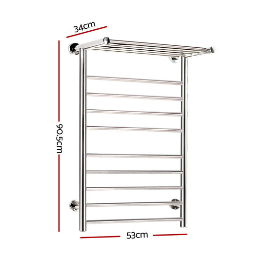 Devanti Electric Heated Towel Rail Warmer Heater Rails Rack Wall Mounted 14 Bar | Auzzi Store