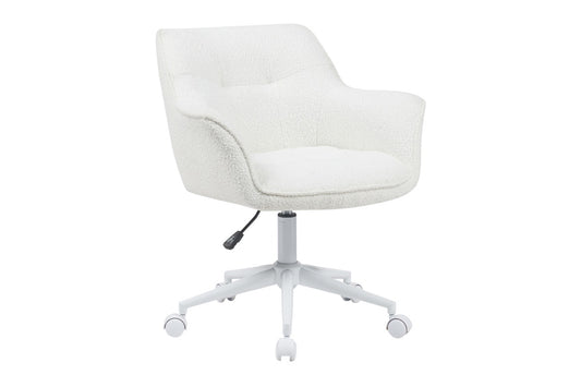 Ovela Teddy Boucle Office Chair (Cream/White) - Auzzistore
