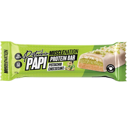 Muscle Nation Pistachio Papi Protein Bar 50g - Delicious Protein Boost