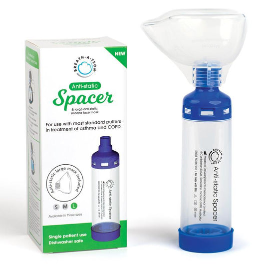 Breath-a-Tech Anti-Static Spacer & Large Mask Pack - Enhanced Medication Delivery