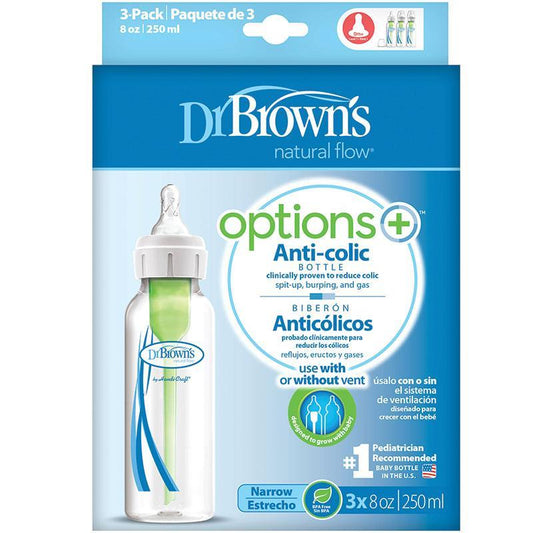 Dr. Brown's Options Anti-Colic Feeding Bottle with Level 1 Teat - 250ml (3 Pack) - Auzzi Store
