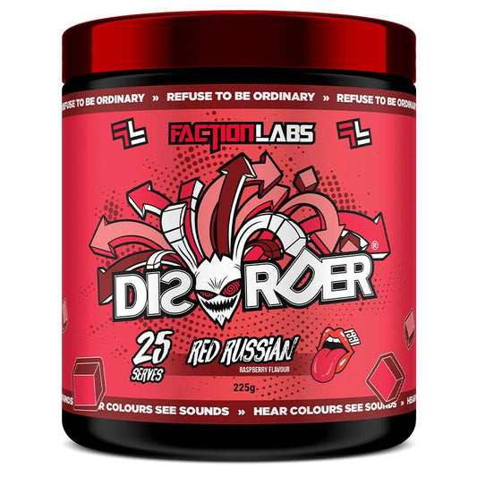 Faction Labs Disorder Red Russian Raspberry 225g - Energizing Workout Booster