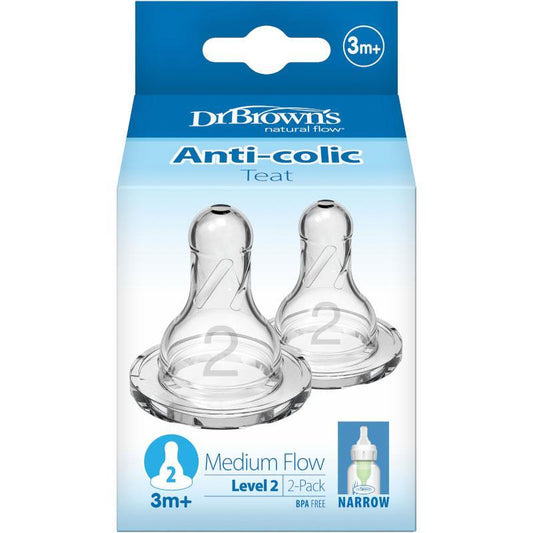 Dr. Brown's Level 2 Teat Narrow Neck - 2 Pack for Comfortable Feeding - Auzzi Store