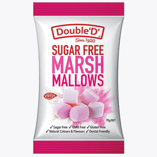 Double D Sugar-Free Marshmallows 70g - Soft Vanilla & Strawberry Treats-Auzzi Store