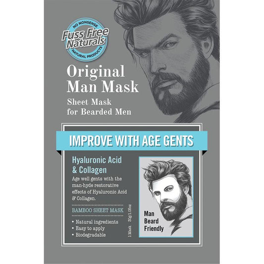 Fuss Free Naturals Man Mask - Hyaluronic Acid Sheet Mask for Bearded Men
