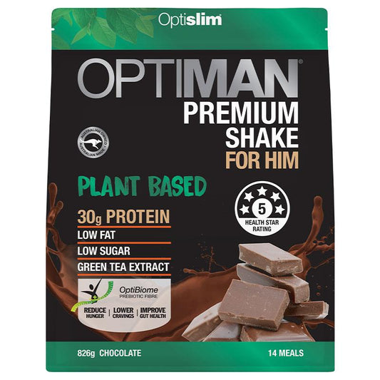 Optislim Optiman Plant Based Shake Chocolate 826g - Delicious Meal Replacement