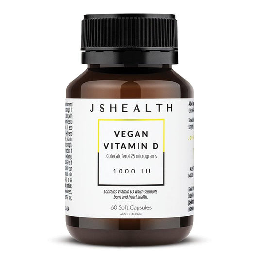 JSHEALTH Vitamins Vitamin D - 60 Vegan Capsules for Bone and Heart Health - Auzzistore