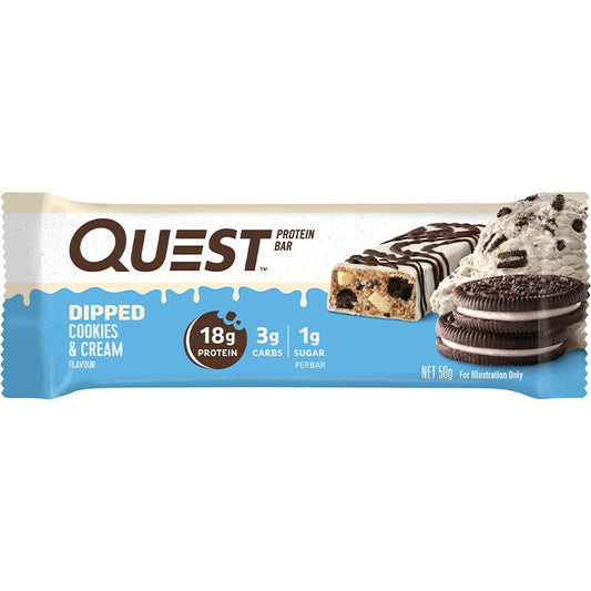 Quest Protein Bar Dipped Cookies & Cream 50g - Delicious Protein Boost