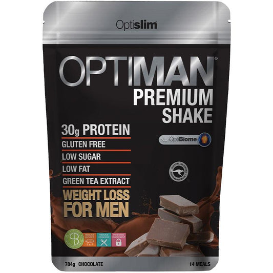 Optislim Optiman Premium Shake Chocolate 784g - Delicious Meal Replacement