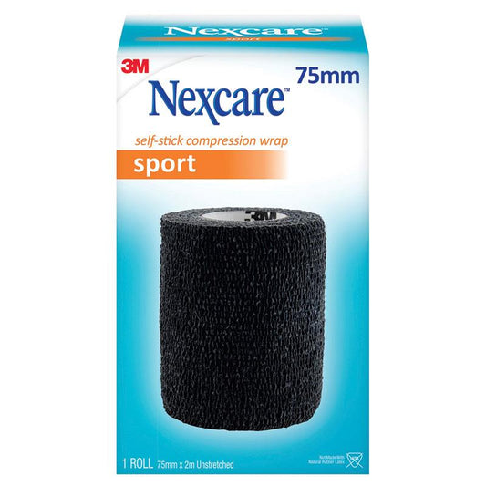 Nexcare Self-Stick Compression Wrap 75mm Black - Versatile Support-Auzzi Store