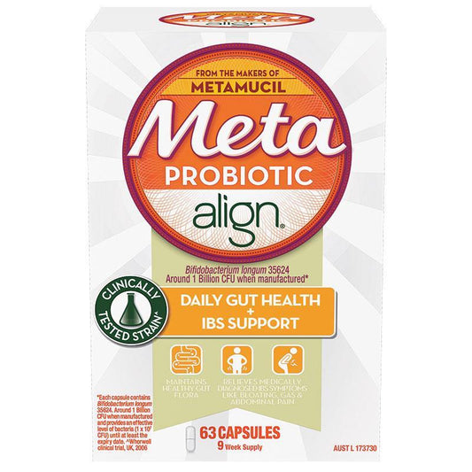 Meta Align Daily IBS Probiotic Fibre Capsules 63 Pack - Clinically Proven Relief-Auzzi Store