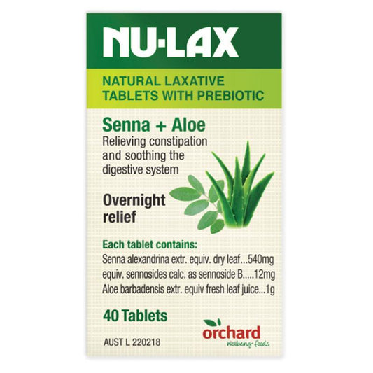 Nulax Natural Laxative Tablets with Prebiotic Senna + Aloe - 40 Tablets-Auzzi Store