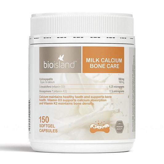 Bio Island Milk Calcium with Vitamin D3 & K2 – 150 Softgel Capsules