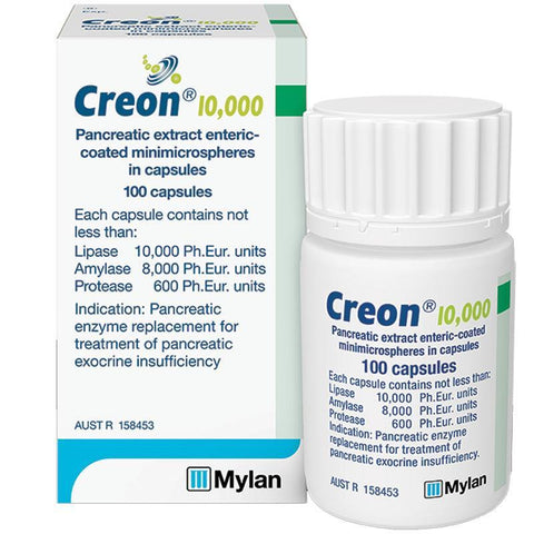 Creon 10,000 Enteric Coated Pancreatic Enzyme Capsules - 100 Capsules