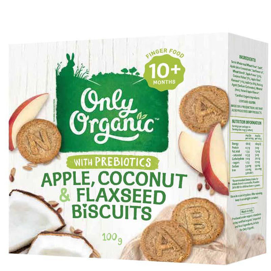 Only Organic Apple Coconut Flaxseed Biscuits - 100g of Nutritious Goodness-Auzzi Store
