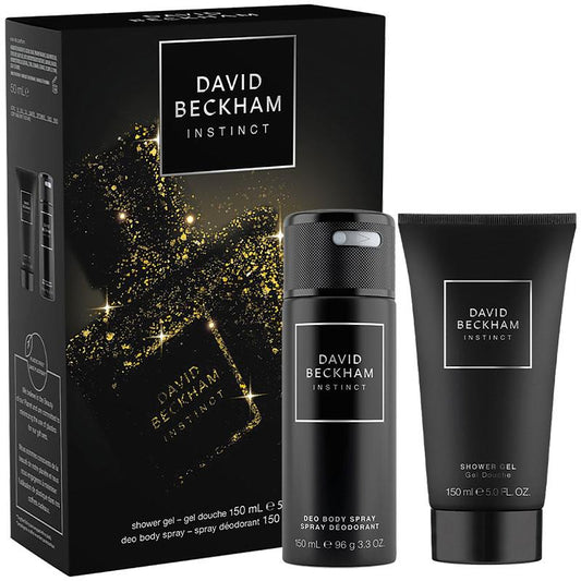 David Beckham Instinct 150ml Shower Gel & Body Spray Set - Black Box - Auzzistore