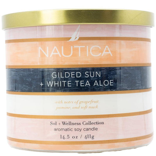 Nautica Home Gilded Sun & White Tea Aloe Candle 411g - Bright and Refreshing