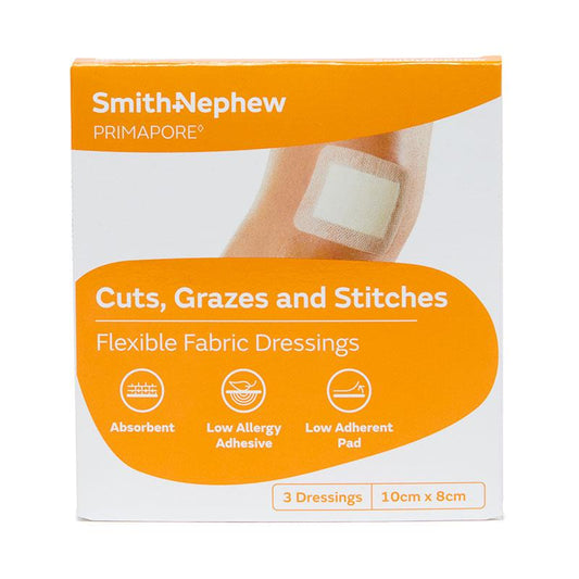 Primapore Flexible Fabric Dressing 10cm x 8cm - Versatile Wound Care (3 Pack)
