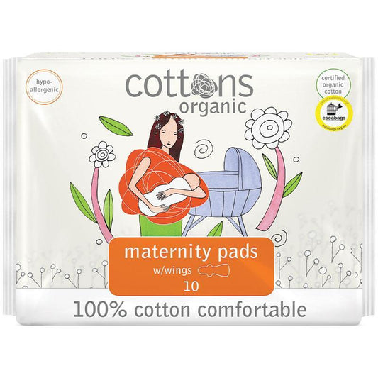 Cottons Maternity Pads with Wings - 10 Pack, Comfortable & Leak-Resistant - Auzzistore