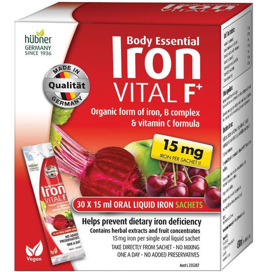 Body Essential Iron Vital F+ Organic Vegan Liquid Iron Supplement 30x15ml