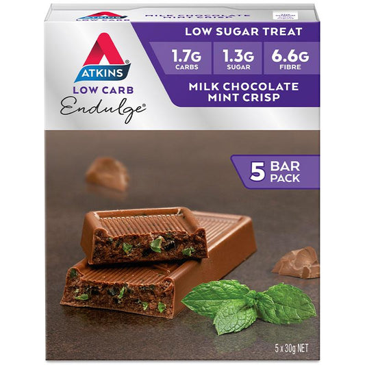 Atkins Endulge Milk Chocolate Mint Crisp (30g x 5 Pack) - Guilt-Free Minty Treat