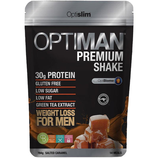 Optislim Optiman Premium Shake Salted Caramel 784g - Decadent Meal Replacement