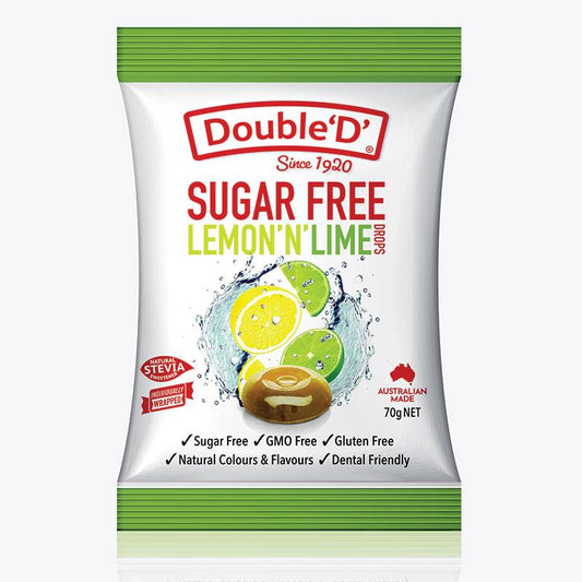 Double D Sugarfree Lemon Lime Drops 70g - Refreshing Guilt-Free Treats