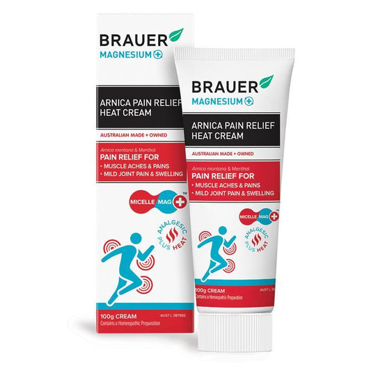 Brauer Magnesium+ Pain Relief Heat Cream 100g - Soothing Muscle Relief