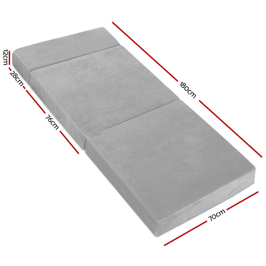 Giselle Bedding Foldable Mattress Folding Foam Bed Mat Light Grey – view 2