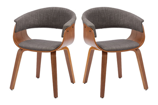Set of 2 Matt Blatt Bentwood Upholstered Dining Chairs (Walnut)