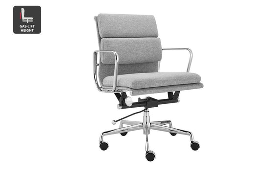 Matt Blatt Eames Replica Low Back Soft Pad Fabric Office Chair (Grey/Chrome) - Auzzistore