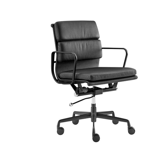 Matt Blatt Eames Replica Low Back Soft Pad Leather Office Chair (Black/Black) - Auzzistore