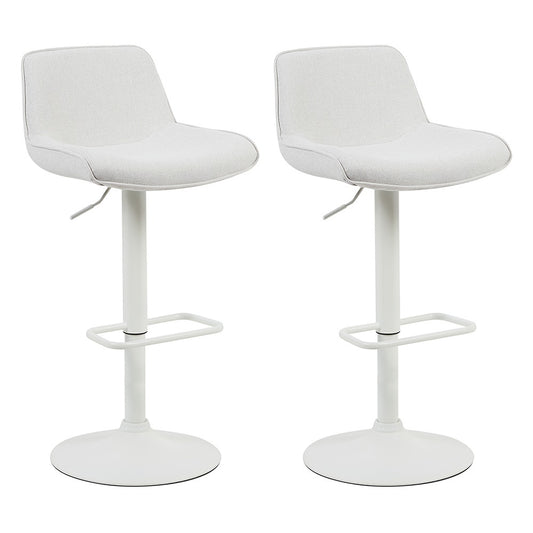 Set of 2 Matt Blatt Joey Height Adjustable Bar Stools (White/Beach Sand) - Auzzistore