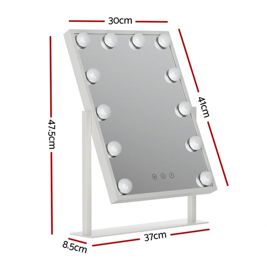 Embellir Makeup Mirror 30x41cm Hollywood Vanity with LED Light Rotation Tabletop – view 2