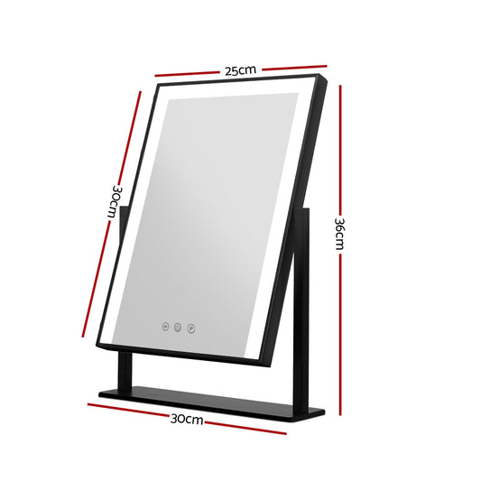 Embellir Makeup Mirror 25x30cm Hollywood Vanity with LED Light Rotation Black – view 2