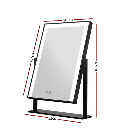 Embellir Makeup Mirror 30x40cm Hollywood Vanity with LED Light Rotation Black – view 2