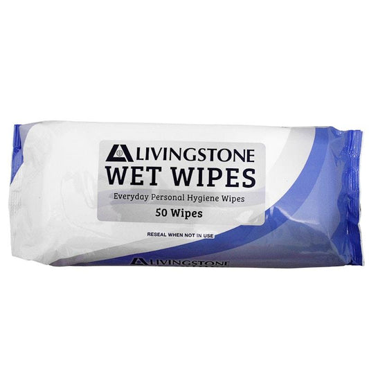 Livingstone Adult Wet Cleansing Wipes - Alcohol Free, 50 Wipes Per Pack (12 Pack)
