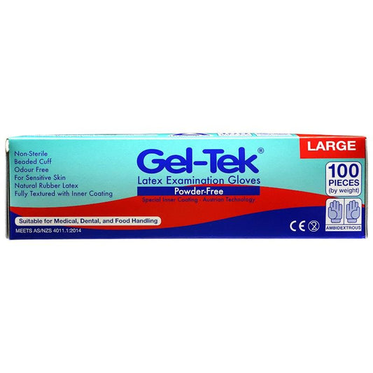 Geltek Powder-Free Latex Examination Gloves - Large Cream (100 Pieces/Box)