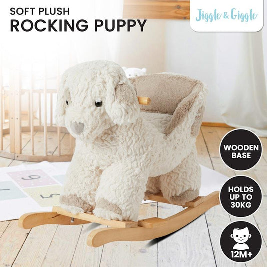 Jiggle & Giggle Soft Plush Toy Rocker Puppy - Adorable Playtime Companion - Auzzistore