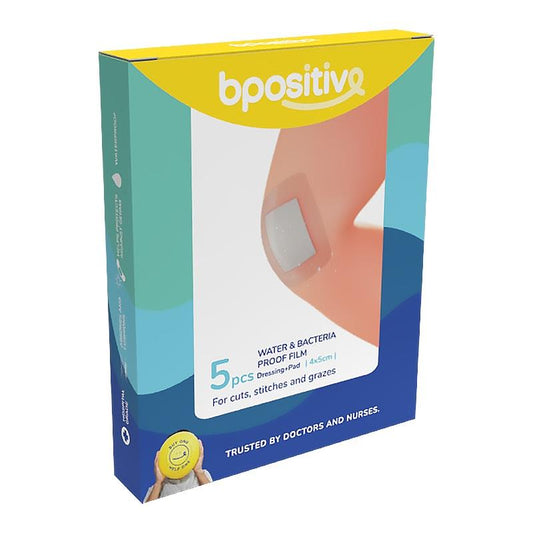 bpositive Waterproof & Bacteria-Proof Dressing with Pad 4cm x 5cm - 2 Pack
